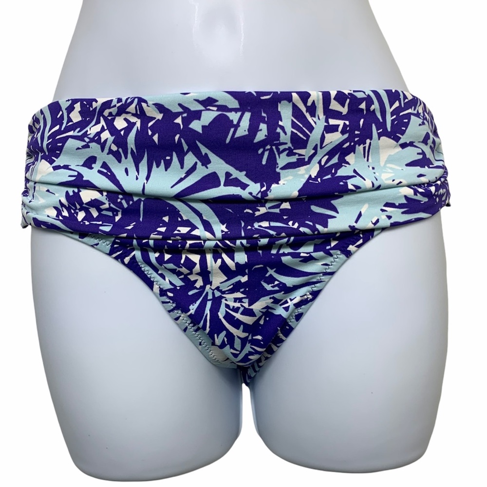 POUR MOI? Tankini Swimsuit High Cut Purple Light Blue Swim Bottoms UK 10